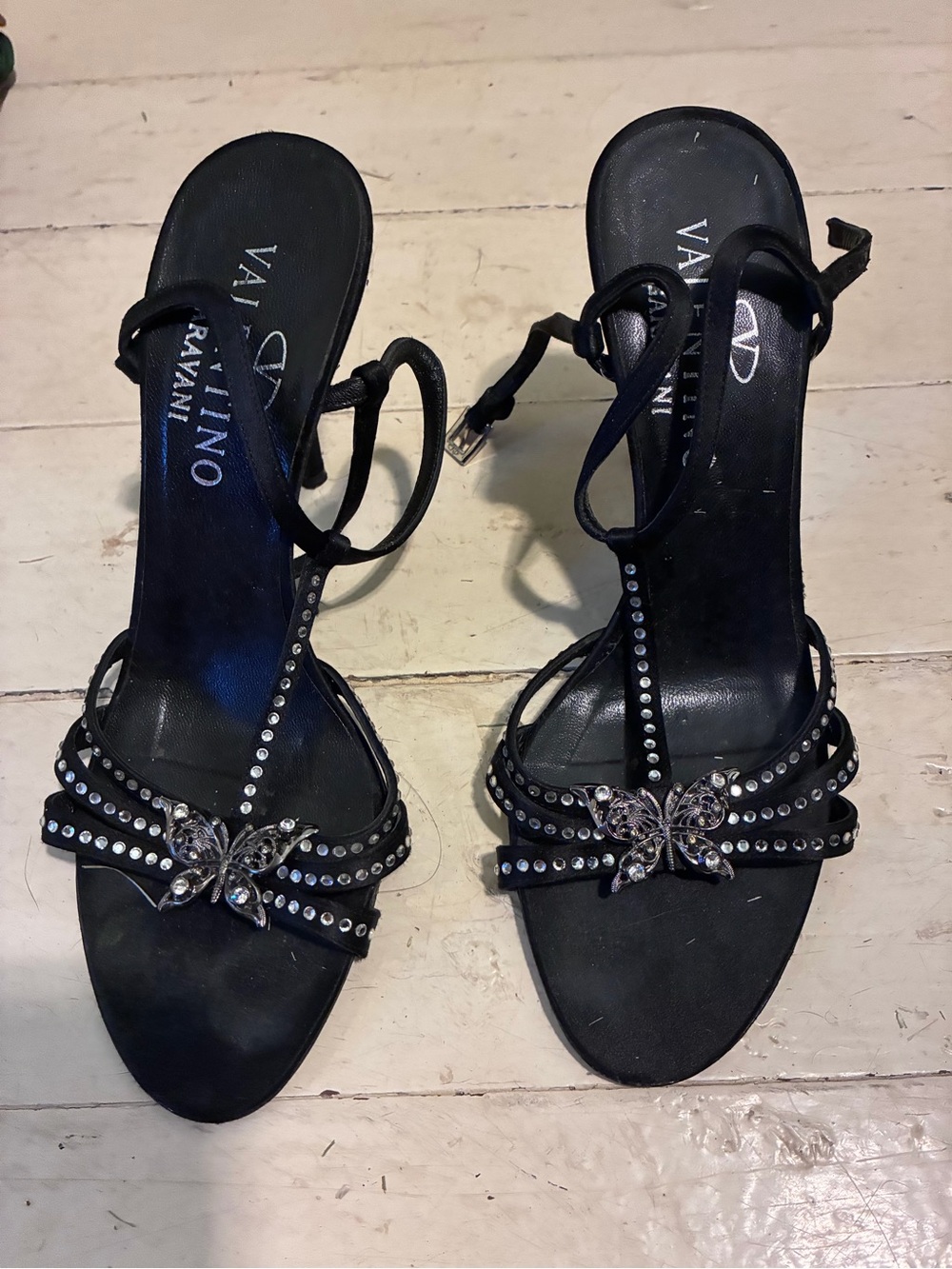 Valentino Garavani Rhinestone Butterfly Strappy Sandals